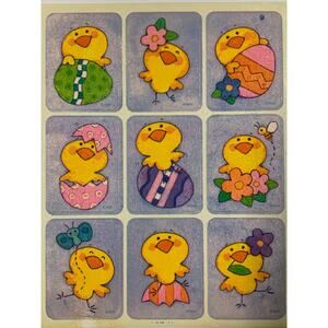 GGI Easter Stickers Chicken Easter Egg Single Sticker Sheet 1980's Holiday Stick